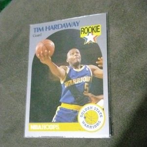 Tim Hardaway 1990 rookie basketball card. NBA hoops. Golden State warriors